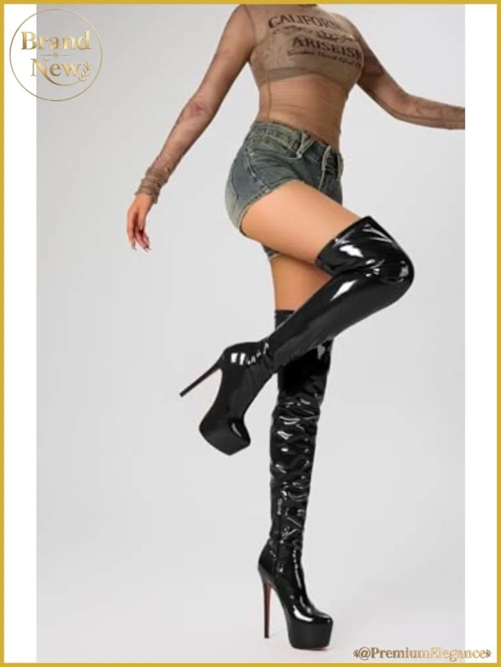 Patent Leather Over The Knee Stiletto Platform Boots